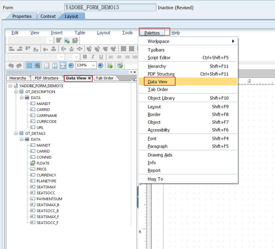 8.Adobe Form_打开Data View页签